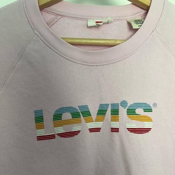 Levi’s: Logo Semi Crop Baby Pink Sweatshirt: Size Small - Picture 2 of 7